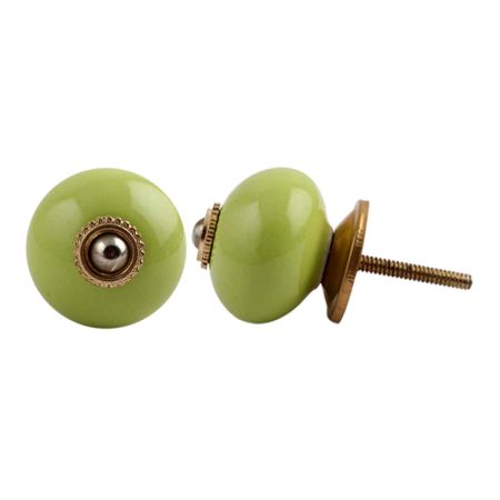 Lime Round Golden Fitting Ceramic Cabinet Knob